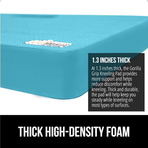 GORILLA GRIP® Extra Thick Patent Pending Supportive Foam Kneeling Pad, Large Cushion Knee Pads for Gardening, Baby Bath, Dirt and Water Resistant, Workout and Garden Supplies, 17.5x11, Turquoise - color: Turquoise