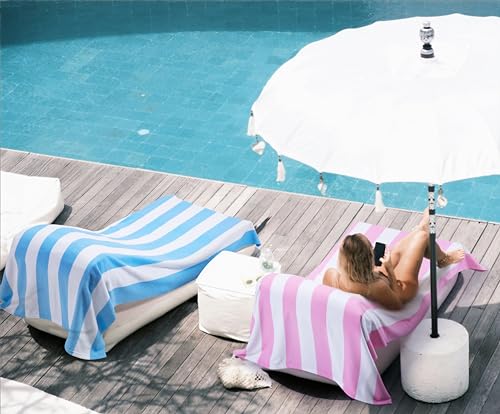 WILFA Extra Large Beach Towel - Oversized Mircofiber Beach Towel 40'' x 70'', XL Striped Lightweight Pool Towel, Big Cabana Swim Travel Towel for Adults Mens Women,Blue - color: Blue