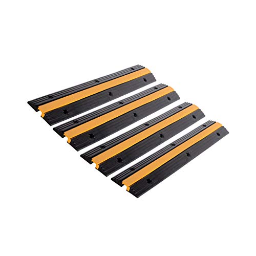 4 Pack Rubber Cable Ramp Hose Cable Protector Ramp 1 Channel 11000Lbs Load Capacity Traffic Speed Bump Wires Power Lines Extension Cord Cover for Indoor Outdoor - color: 11000Lbs-1Channel-4Pack