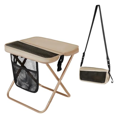 12" Portable Collapsible Stool - Folding Chair with Storage Pouch, Convertible Satchel for Hands-Free Carry & Supports 265Lbs, Ultralight for Hiking, Fishing, Camping, Festivals (Khaki, Standard) - color: Khaki, size: Standard