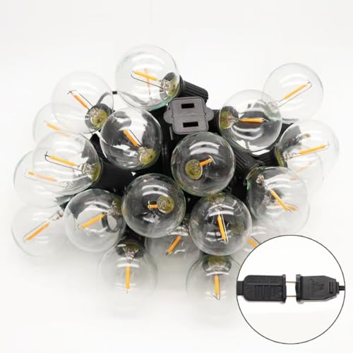 Outdoor String Light 50FT Patio Black with 52 Shatterproof G40 LED Clear Globe Bulbs for Indoor/Outdoor, Connectable Hanging Lights for Backyard Balcony Party Decor - size: 50FT/52Led Bulbs