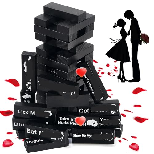 48 Blocks Adult Naughty Games, Tumble Tower Couples Game for Adults Super Naughty Block Tower Tumbling Wooden Tower Stacking Block for Couples Date Night Ideas for Valentines Day Lover Date Games