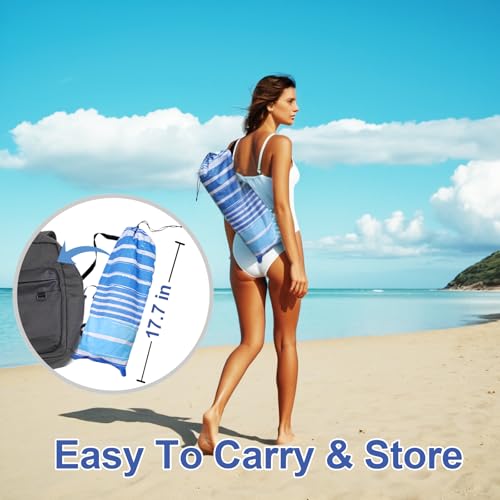 LOTTAFUN 6.5ft Beach Umbrella - Heavy Duty Wind Resistant UV 50+ Portable Sun Shade with Sand Anchor & Carry Bag, Outdoor Folding Umbrella for Beach, Pool, Patio, Garden (Blue Stripe) No Tilt - color: Blue Wave Stripe