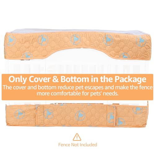 PJYuCien Dog Playpen Bottom Pad and Cover Fits for 36 Inch 4 Panels Exercise Pet Pen, Orange - style: Orange Bottom Cover Set, 36"Width, Orange ( Adhesive Tape Connections )