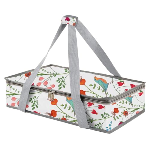 Insulated Casserole Carriers for Hot or Cold Food,Casserole Dish Bag Carrying Case,Food Carrier Warmer Container Bag for Travel Picnic.Pioneer Woman Kitchen Stuff.Fits 9"x13" Baking Dish - color: Bird