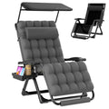 Suteck Zero Gravity Chair with Canopy XL Reclining Camping Chair w/Washable Cushion, Outdoor Lounge Chairs Patio Recliner with Large Cup Holder, Footrest, Padded Headrest, Support 500LBS, Grey - color: Charcoal