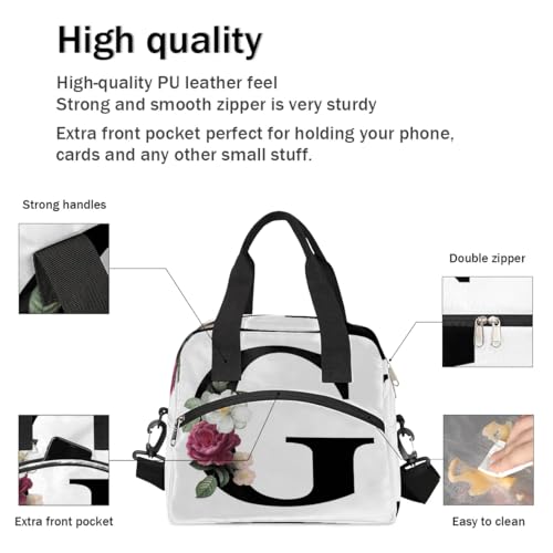 Letter G Insulated Lunch Bag for Women Men Reusable Waterproof Lunch Box Cooler Tote Bag One shoulder portable meal bag Portable Adult Lunchbox for Work Picnic Hiking Beach - color: Letter G