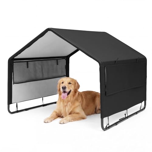 MEWANG Outdoor Dog House - Waterproof Portable Puppy Camping Tent,Ventilation Windows & Sun Protection, Lightweight Snap-fit Design for Small/Medium/Large Dogs, Beach, Backyard, Hiking (Black, Large) - color: black, size: Large