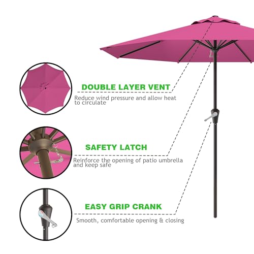 AreShark 12 FT Patio Umbrella for Outdoor, Outdoor Table Umbrella, Outdoor Patio Umbrellas with 8 Sturdy Ribs, Patio Umbrellas for Market, Garden, Deck, Backyard, Pool (Rose Pink) - color: Rose Pink, size: 12FT