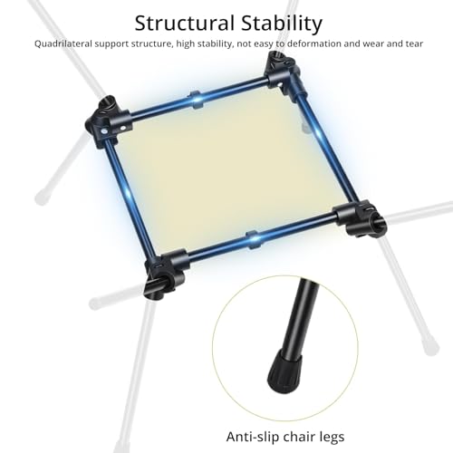 Anbte Extra Height & Width Portable Camping Chair, 400LBS Capacity Compact Folding Chair with Square Frame Quick Setup Storage Bags on Both Sides, Ideal for Camping Hiking Beach Picnic Outdoor, Black