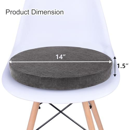 Tromlycs 14 Inch Round Bar Stool Cushion Non-Slip Foam Seat Pad Removable Cover for Circle Chairs (14x14 Inches, Gray) - color: Gray, size: 14 inch