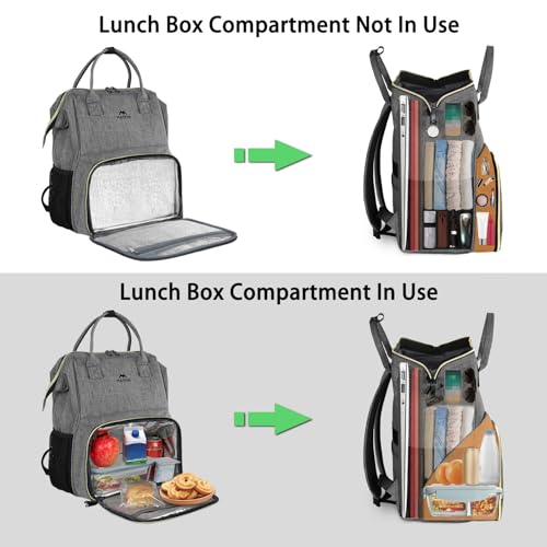 MATEIN Lunch Backpack for Women, 15.6 Inch Laptop Backpack with Lunch Compartment, Lightweight Work Backpacks for Teacher Nurse, Insulated Cooler Lunchbox Food Bag Meal Prep Bag for Picnics College - color: Austere Grey, size: 15.6inch