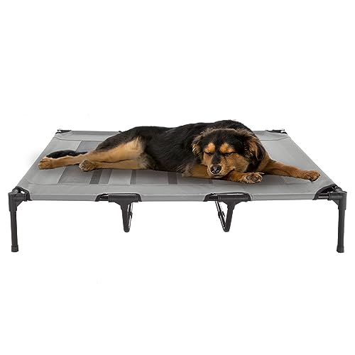 Elevated Dog Bed - 48x35.5-Inch Portable Pet Bed with Non-Slip Feet - Indoor/Outdoor Dog Cot or Puppy Bed for Pets up to 110lbs by PETMAKER (Gray) - color: Gray, size: X-Large