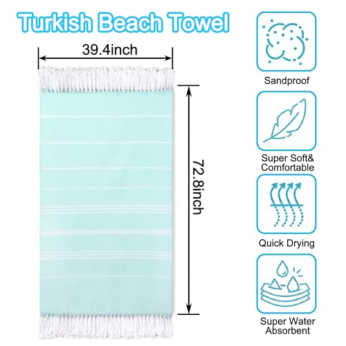 Beach Towel 2 Pack,Sand Free Beach Towels Oversized 39 x 72,Turkish Beach Towel Quick Dry Towel,Lightweight Pool Towels for Adults Travel Towel,Cool Beach Accessories Super Absorbent Towels - color: 2 Pack Aqua