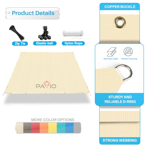 Patio 8' x 16' Sun Shade Cloth with Grommets, Outdoor Shade Sail Pergola Shade Cover Canopy, UV Block Privacy Screen Fabric with Straight Edge for Garden Deck Backyard Porch, Beige
