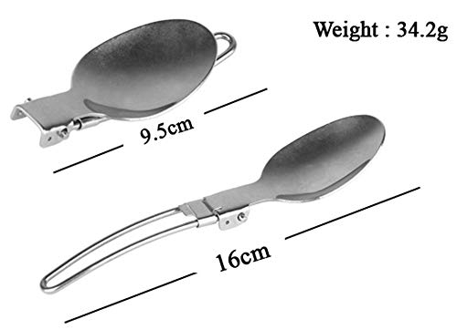 Camp Flatware Sets - Stainless Steel Spoon Fork Knife & Nylon Storage Bag - Foldable + Locking Handle - Ultralight Utensils for Backpacking/Hiking/Camping - 3oz - color: Stainless steel knife fork spoon