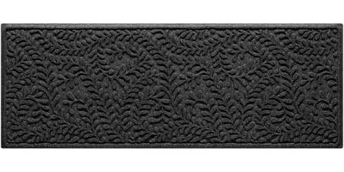 WaterHog Boxwood Front Door Mat Indoor Outdoor Entrance, Absorbent All-Weather Doormat with Non-Slip Rubber Backing, Dirt & Moisture Trapper, Low Profile & Easy Clean, Made in USA, 22"x59" Charcoal - color: Charcoal, size: Runner 22"x59" (2'x5')