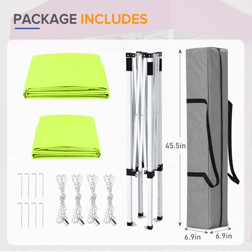 EAGLE PEAK Pop up Canopy 5x5, Outdoor Portable Canopy Tent with One Removable Sunwall, Carry Bag Included, Neon Green - color: Fluorescent Green