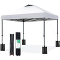 JEAREY 10x10 Pop Up Canopy Tent, Heavy Duty Outdoor Canopy with 1-Push Instant Setup, Commercial Tent with Roller Bag, 4 Sandbags and 8 Stakes, Water-Resistant, White - color: White