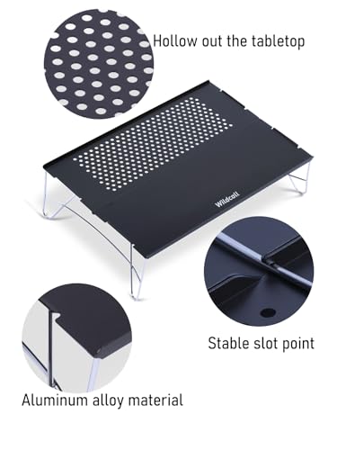 WildCall Ultralight Backpacking Table, Mini Folding Camping Table with Carry Bag, Compact Portable Aluminum Table for Hiking, Backpacking, Cooking, Beach, Travel Gear - color: Gunmetal