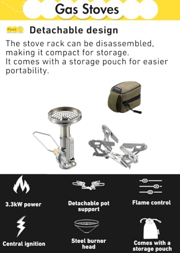 CAMPINGMOON XD-2F Canister Top Stove Portable Compact Foldable w/igniter w/Gas Fuel Can Stabilizer XD-2F/Z41
