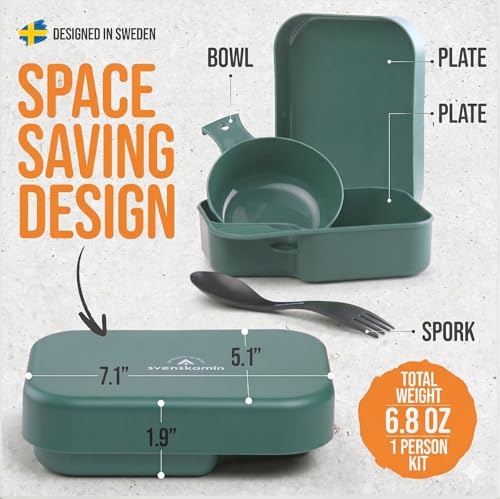 Camping Mess Kit with Plate, Bowl, Cup, Spork and Utensils, Reusable Plastic Camping Dinnerware Set, Lightweight BPA Free Dishware for Backpacking, Hiking, Picnic, Travel, Outdoor - size: 1 person kit