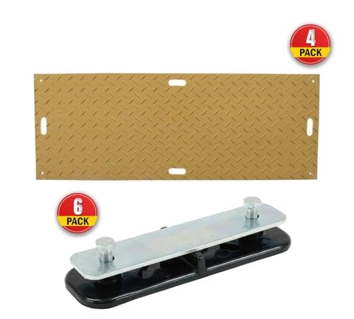Mytee Products 4 Pcs Ground Protection Mats - Tan, 3' x 8', Heavy Equipment Mats w/ 6 Pcs Single Connectors - color: Tan, size: 4 - Pack
