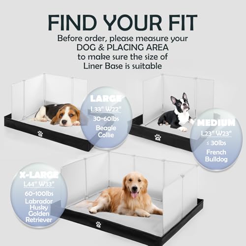 MEEXPAWS Dog Pee Pad Holder Foldable with Dog Litter Box Enclosure High Wall, Puppy Pad Holder Tray with DIY Splash Guard for 22’’x22’’ Pee Pads, Indoor Dog Potty for Small to Medium Dogs, Easy Clean - size: Medium -23'' x 23''