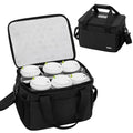 6 Cups Drink Carrier for Delivery, Reusable Cup Holder with Handle, Insulated Collapsible Drink Carrier, Adjustable Dividers, Shoulder Strap, Portable Cooler Tote Bag for Delivery, Travel, Car (Black) - color: Black