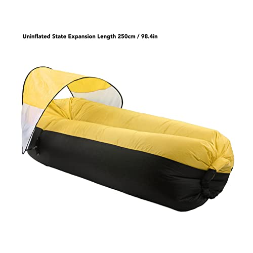 Inflatable Lounger Air Sofa Chair with Sunshade,Outdoor Inflatable Sofa,Portable Water Proof Couch, for Outdoor, Beach, Hiking, Picnics, (Black Plus Yellow)