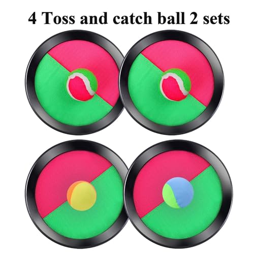 Cooraby Paddle Toss and Catch Ball Game 2 Set Toss and Catch Balls Game Suitable for Sports, Beach and Party Favor with Storage Bag, 4 Paddles and 4 Balls