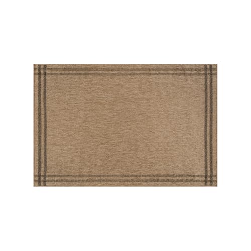Luul Home Easy Jute Rugs 2x3 Bordered Natural Color Living Room Indoor Outdoor Door Mat for Patio and Kitchen Rug High Traffic Washable Easy to Clean Solid Boho Woven Design Outside Carpet (2 x 3) - color: Bordered/Natural Black, size: 2' x 3' (Rectangula