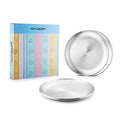 Avador® 18/8 Stainless Steel Products for Dining | Camping | Outdoor BPA Free Dishwasher Safe (Set of 4 Round Plates) - color: Set of 4 Round Plates