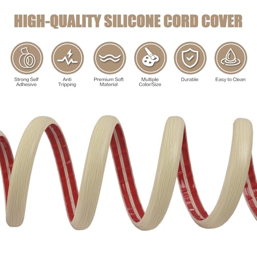 Floor Cord Cover Self Adhesive Cord Hider,3.3FT Cable Management, Extension Strip Protector for Wires, Prevent Cable Trips for Offices, Gyms, Exhibitions Cavity:0.3"(W) x 0.28"(H) Yellow Wood - color: Yellow Wood, size: 0.78" x 3.3'