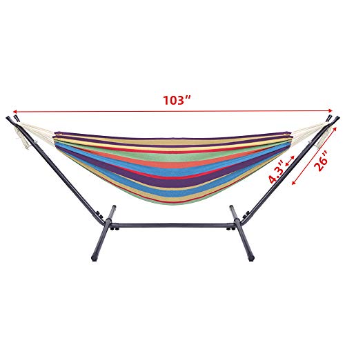 Camping Hammock with Stand, Portable Hammock with Stand, Outdoor Hammock Heavy Duty Hammock Bed 250lbs Capacity Travel Bed with Carrying Case for Backpacking, Travel, Beach, Backyard, Patio, Hiking - color: B