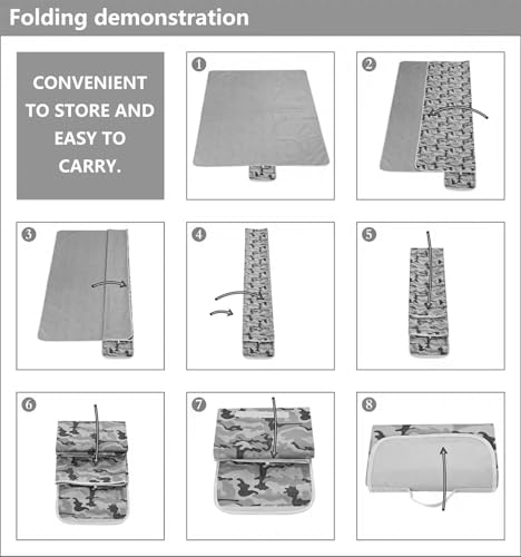 Wind Tour Waterproof Picnic Blanket with Carry Strap - Foldable Sandproof Outdoor Mat for Camping, Beach, Park - 59" x 71",Grey Grid (Single Mat) - color: 59” X 71“,grey Grid (Single Mat)