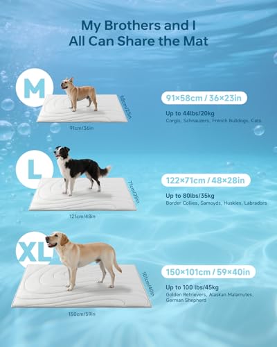 Cooling Mat for Dogs, 36"x23" Self-Cooling Dog Bed with Arc-Chill Technology 3.0, Non-Slip Washable Pet Cooling Pad for Small & Medium Dogs, Indoor Outdoor Kennel Floor Use - Grey - color: Grey, size: Medium(36" x 23")