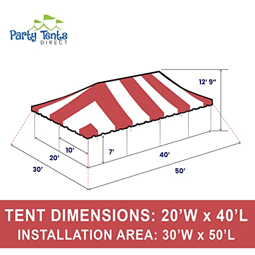 Party Tents Direct 20'x 40' Weekender Canopy Pole Tent with Sidewalls - Easy Up Canopy Tent with 160 Person Capacity - Outdoor Canopies for Parties, Weddings, and Events (Red/White) - color: Red, size: 20' x 40'
