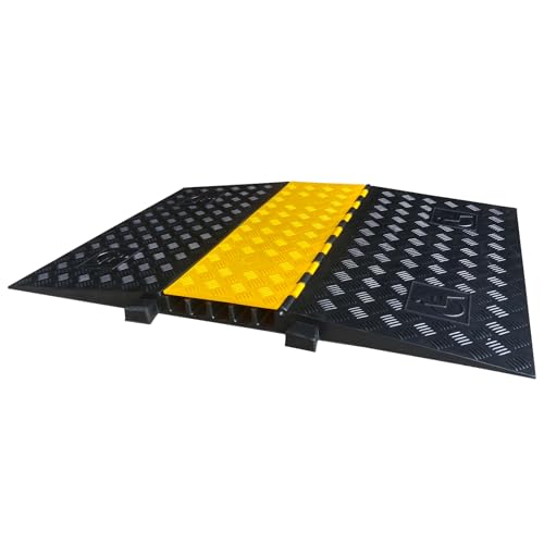 Rubber Cable Ramp 5 Channel Drive Over Hose Cable Protector Outdoor 22000Lbs Load Capacity Wires Power Lines Extension Cord Cover Traffic Speed Bump 1 Pack - color: Grey-22000Lbs-5Channel-1Pack