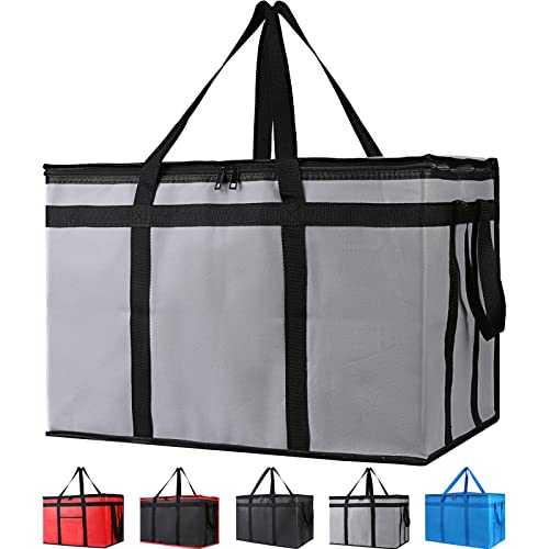 Bodaon Insulated Food Delivery Bag for Hot and Cold Meal, XXX-Large Grocery Tote Insulation Bag for Catering, Pizza Warmer, Grey, 1-Pack - color: Grey, size: XXX-Large