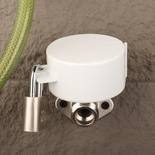Outdoor Faucet Lock with Padlock Water Spigot Lockout Device Suitable for Garden Hose Bib Water Valve Childproof,Prevent Water Theft and Unauthorized Use of Water,White - color: White