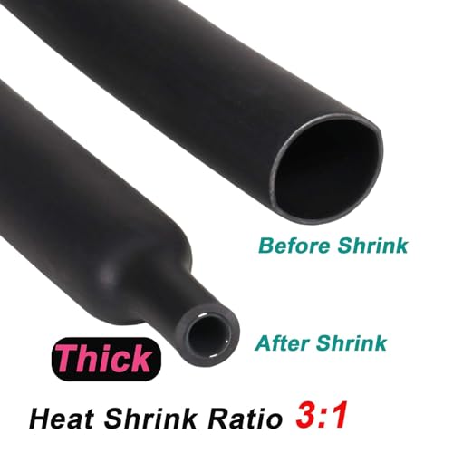 2 inch (Diameter) 3:1 Waterproof Heat Shrink Tubing Kit, Large Marine Dual Wall Adhesive Shrinkable Wire Wrap Tube, Insulation Sealing Wear-Resistant Cable Protector by YUKSY (4ft, Black) - size: 2" (4ft, Black)