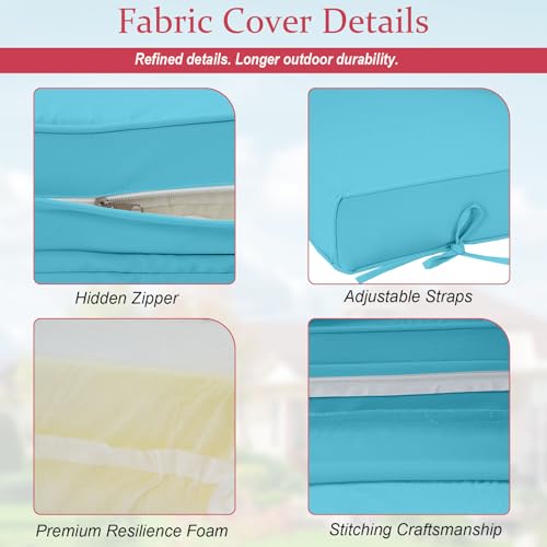 Chaise Lounge Cushions Outdoor 72x21x4 Inch, Patio Lounger Chair Cushion with Removable Cover, Fade Resistant Replacement Pad for Outdoor Furniture (Lake Blue, 72x21x4 inch) - color: Lake Blue