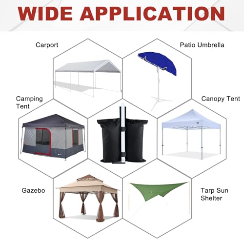 ABCCANOPY Canopy Weights 150 LBS Gazebo Tent Sand Bags,4-Pack Black (Without Sand) - color: Black, size: 150 Lbs