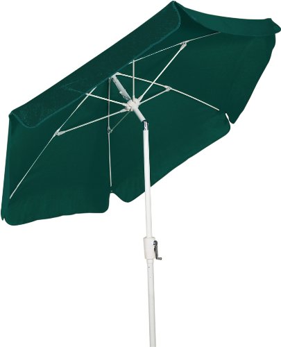 FiberBuilt Umbrellas Garden Umbrella with Push-Button Tilt, 7.5 Foot Forest Green Canopy and White Pole - color: Forest Green with White Pole, style: With Tilt