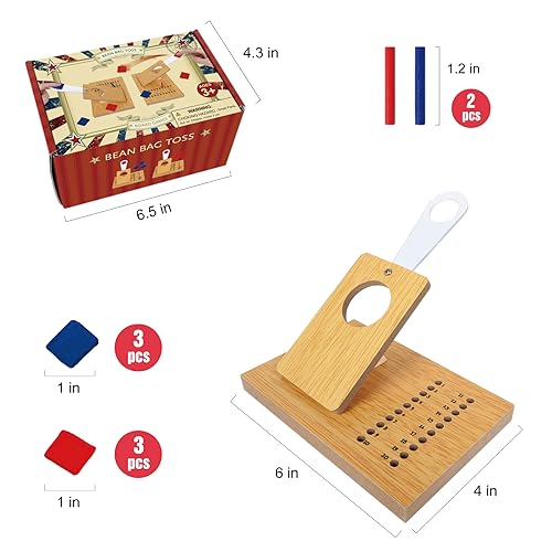 GOTHINK Portable Cornhole Game Set for Adults & Kids - Wooden Cornhole Board Set with 3 Blue 3 Red Cornhole Bean Bags, Excellent for Office Toss, Indoor & Outdoor Play - Gift for Boys & Girls Birthday - color: Mini Cornhole Set