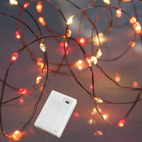 QBIS Battery Powered Fairy Lights for Bedroom, 40 LED Lights, Battery Operated String Lights for Christmas, Halloween Decorations, 6hr Timer Mode, Red, Orange, Yellow Fairy Lights - size: 1PK-40 Red,Orange,Yellow