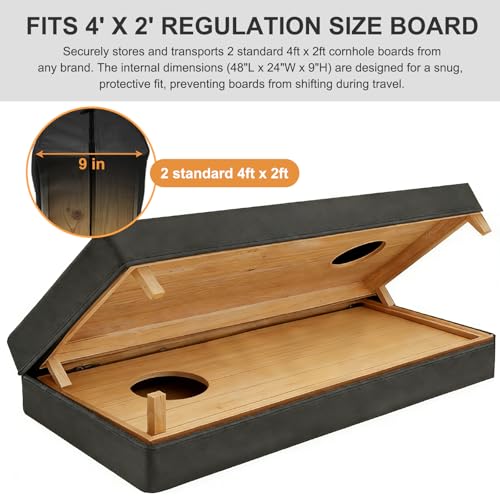ALSLEA Cornhole Board Carry Bag - Heavy-Duty 600D Oxford Storage Case Fits 4'x2' Regulation Boards | Tailgate, Beach, Backyard Game Transport & Organizer Black - color: Black-1 Pockets