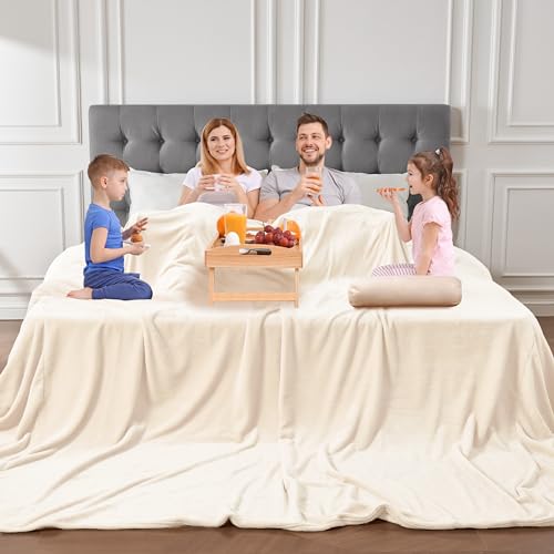 Edenleaf Big Oversized Soft Blanket, Giant Fleece Companion 120x120, California King Warm Blanket for Whole Family, Bed, Sofa, Couch, Travel, Camping 120x120 Cream - color: V-cream