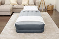 SleepLux Twin Air Mattress Supersoft Snugable Top Extra Durable Tough Guard with Built-in Pillow Raised 15" Airbed with Built in Pump + USB Charger Twin 15", Small, Grey - style: Twin ToughGuard 15"